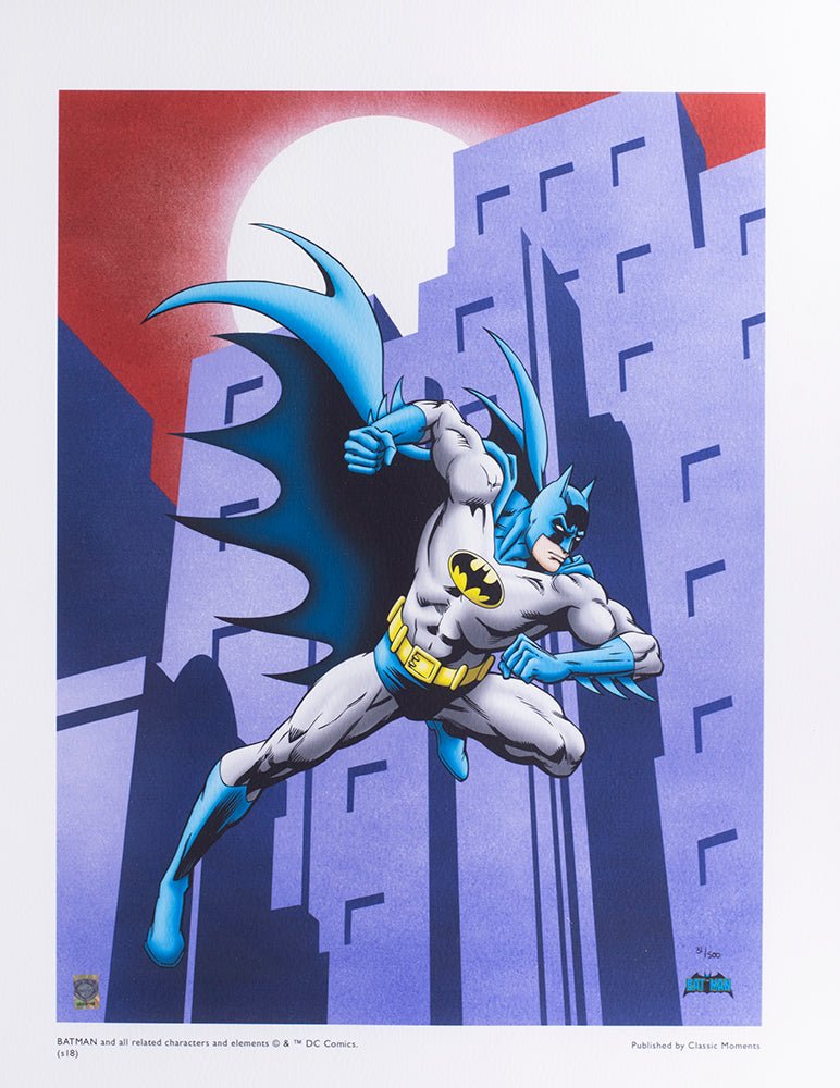 Batman Running 12x16 Framed DC Comic Limited Edition Giclee Art Print - Superhero Wall Decor for Home, Office & Comic Book Fan Collection