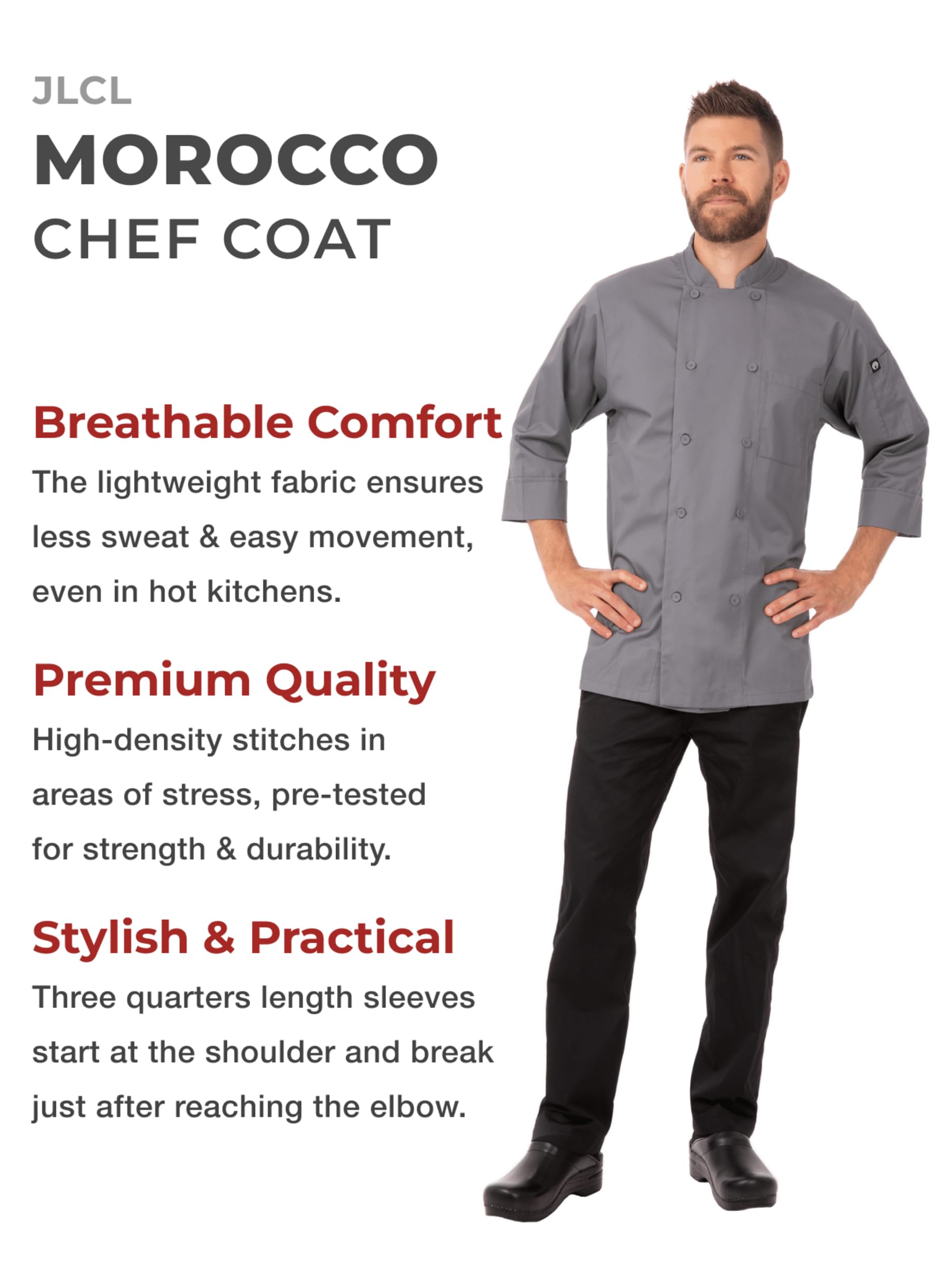 Professional Chef Works Custom Men's Morocco Chef Coat - Premium White Kitchen Uniform for Cooking, Baking & Culinary Arts