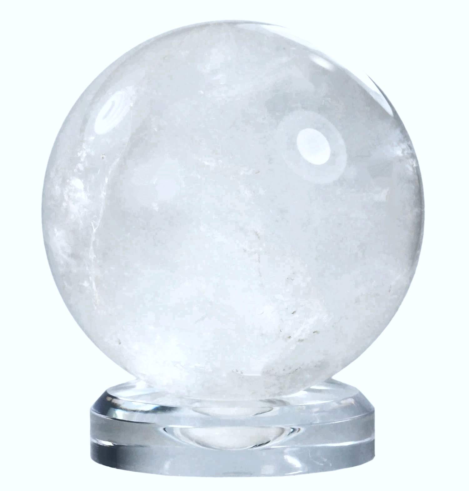 uGems Genuine Natural Quartz Crystal Round Sphere - 3.75 Inch with Display Stand | Healing Stone, Meditation Decor, Home Office Decoration
