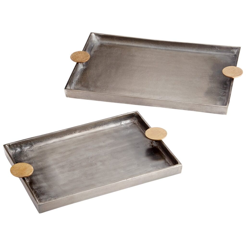 Cyan Design 10736 Obscura Decorative Tray - Small Silver & Gold Metal Serving Tray for Home Decor, Jewelry Display, and Party Serving