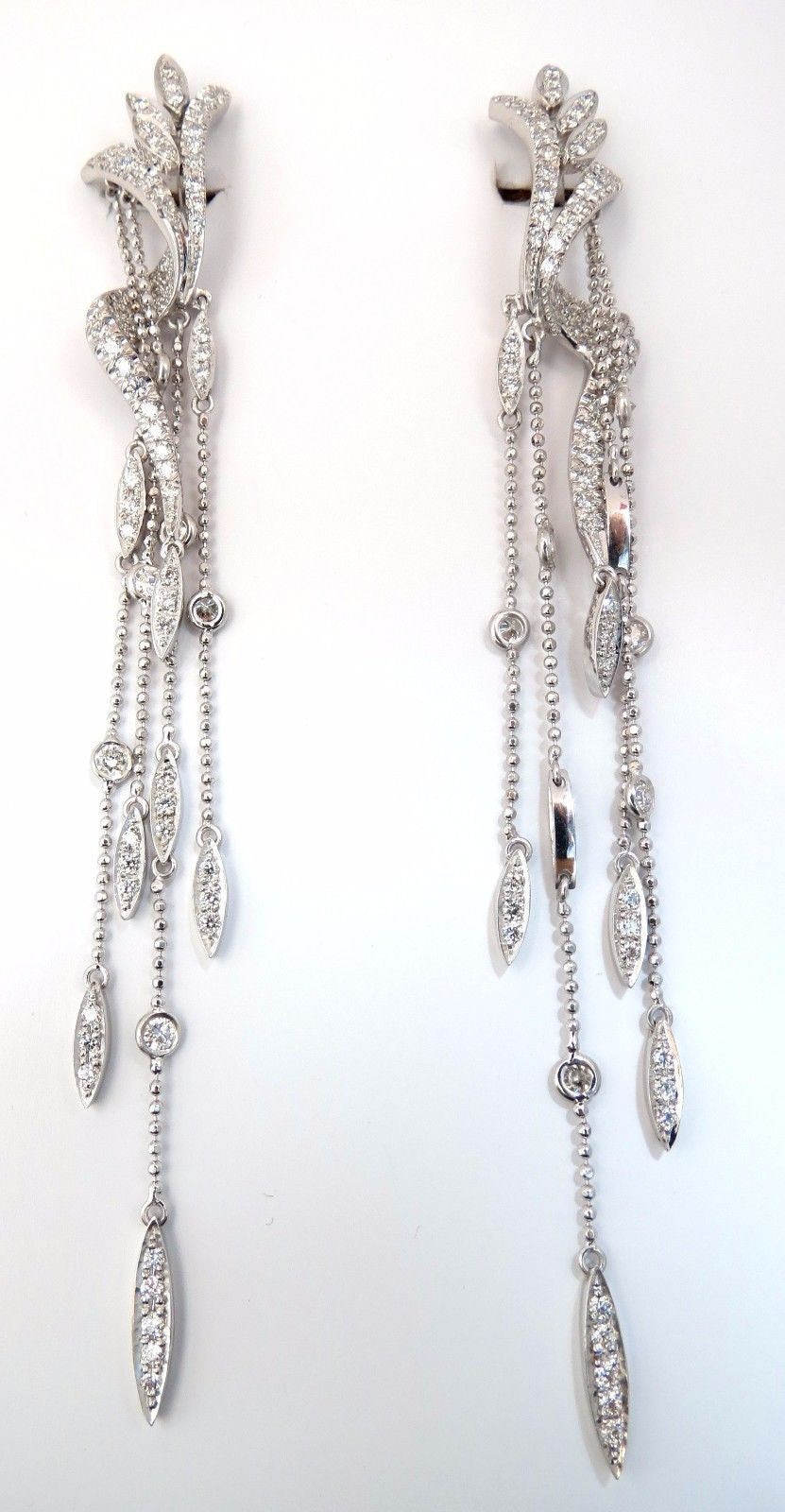 5.00ct Natural Diamond Dangle Ball Drop Earrings in 18K Gold - Elegant Jewelry for Weddings, Parties & Special Occasions