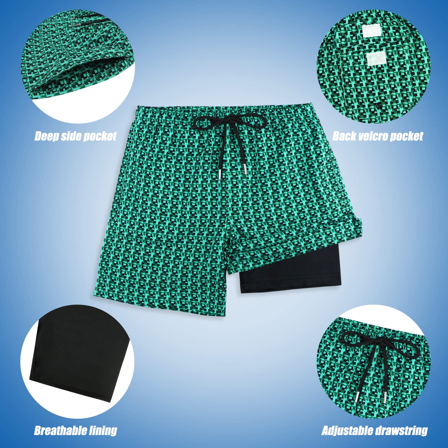 Upgraded Boys Swim Trunks with Compression Liner & Rash Guard Set - UPF 50+ Sun Protection for Toddlers - Perfect for Beach, Pool & Summer Water Activities