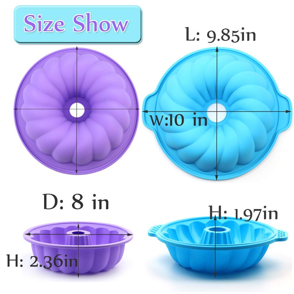 2-Pack 8-10 Inch Silicone Round Cake Pans | European Grade Non-Stick Bakeware for Baking Cakes, Bread, Jello & Gelatin | Perfect for Home Baking, Birthday Parties & Holiday Desserts