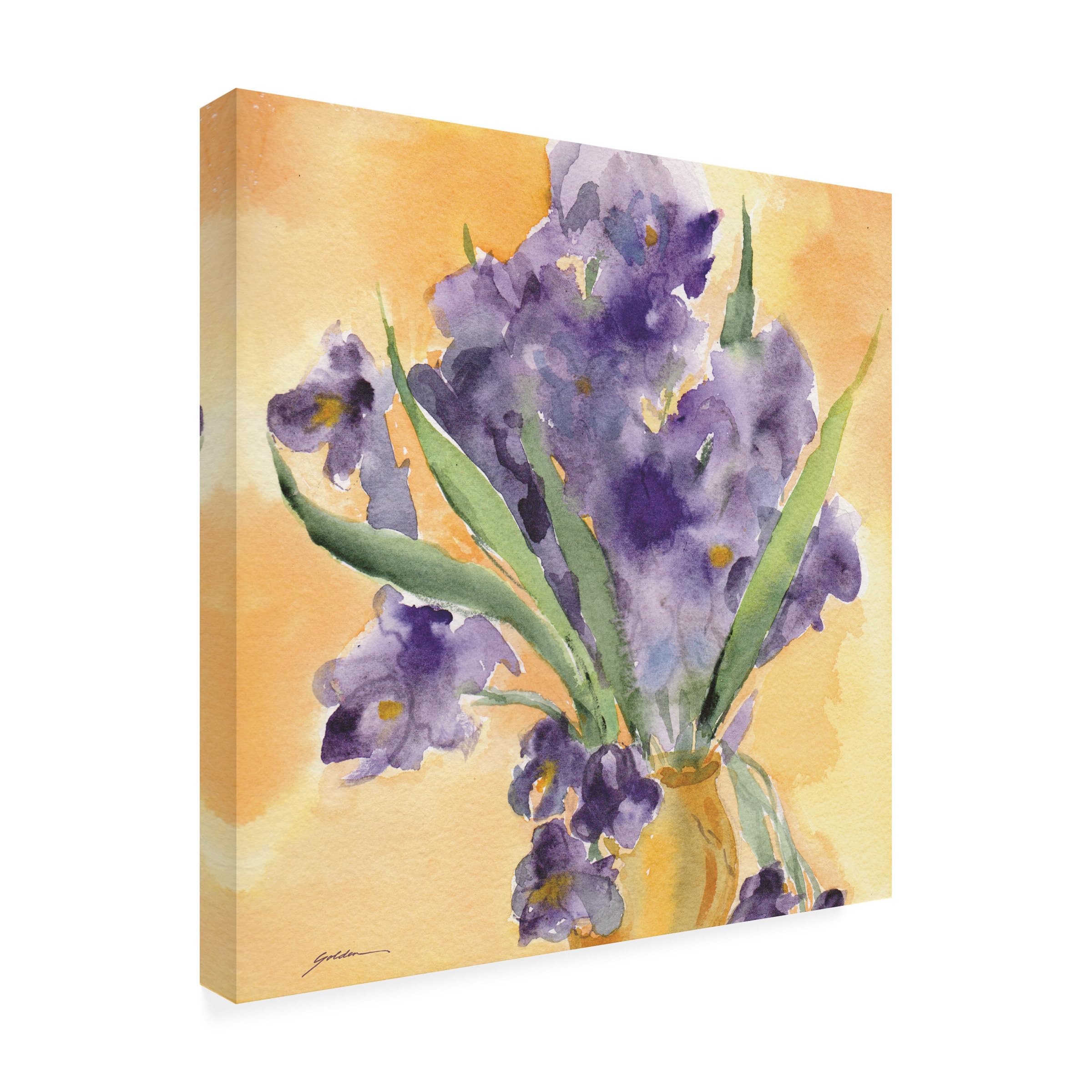 Trademark Fine Art 'Vase Of Irises' Canvas Wall Art by Sheila Golden - Floral Painting for Living Room, Bedroom & Office Decor