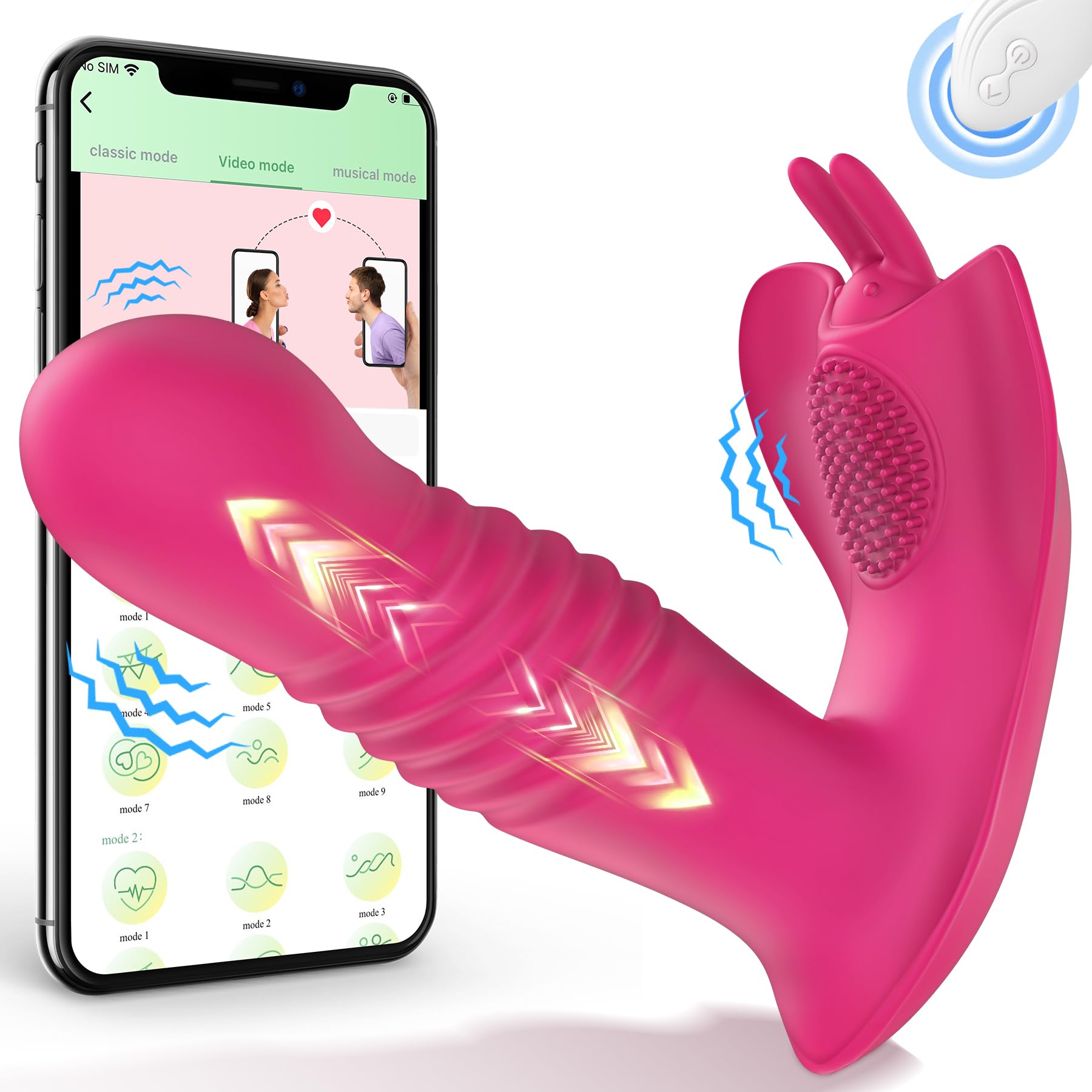 Remote Control Butterfly Thrusting Dildo - G Spot & Clitoral Stimulator for Women & Couples | Rechargeable Adult Sex Toy with Powerful Vibration | Perfect for Solo Play, Couples Intimacy & Sensual Massage