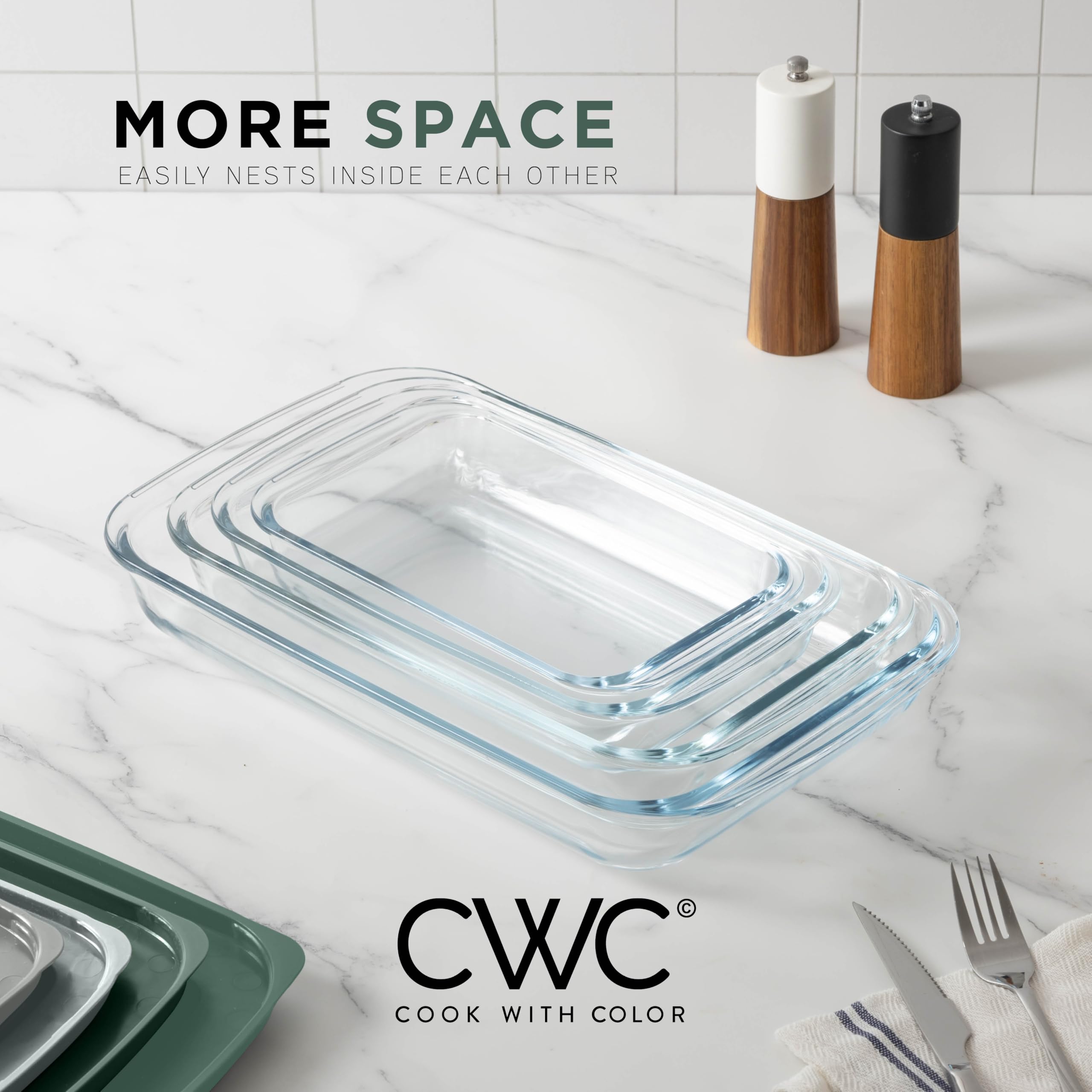 8-Piece Colorful Glass Baking Dish Set with Lids - Oven, Freezer & Microwave Safe Deep Casserole Dishes & Food Storage Containers - Perfect for Meal Prep, Leftovers & Holiday Cooking (Sage Green)