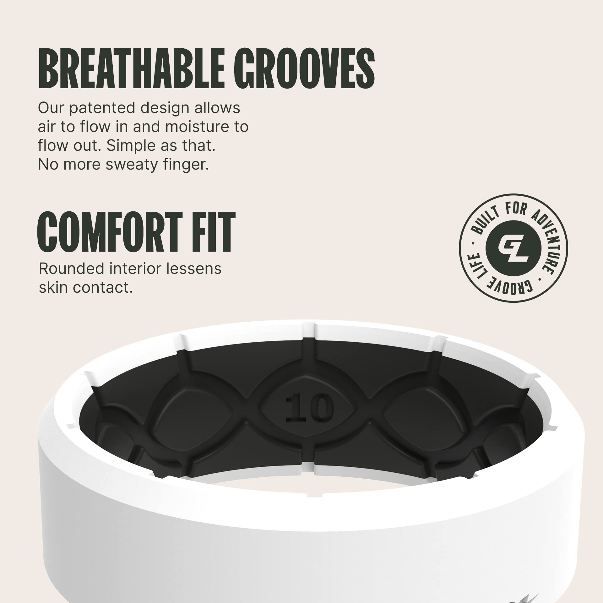 Groove Life Zeus Silicone Wedding Band for Men - Breathable Rubber Ring with Unique Design, Comfort Fit & Lifetime Warranty - Perfect for Active Lifestyles, Gym, Swimming & Outdoor Adventures