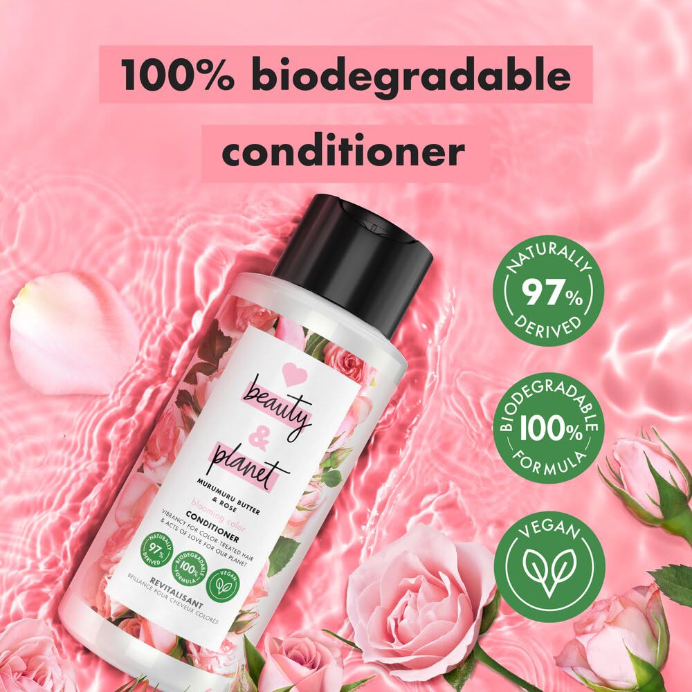 Love Beauty & Planet Murumuru Butter & Rose Color Blooming Conditioner - 8 Fl Oz for Vibrant, Healthy Hair | Ideal for Color-Treated & Dry Hair Care Routine