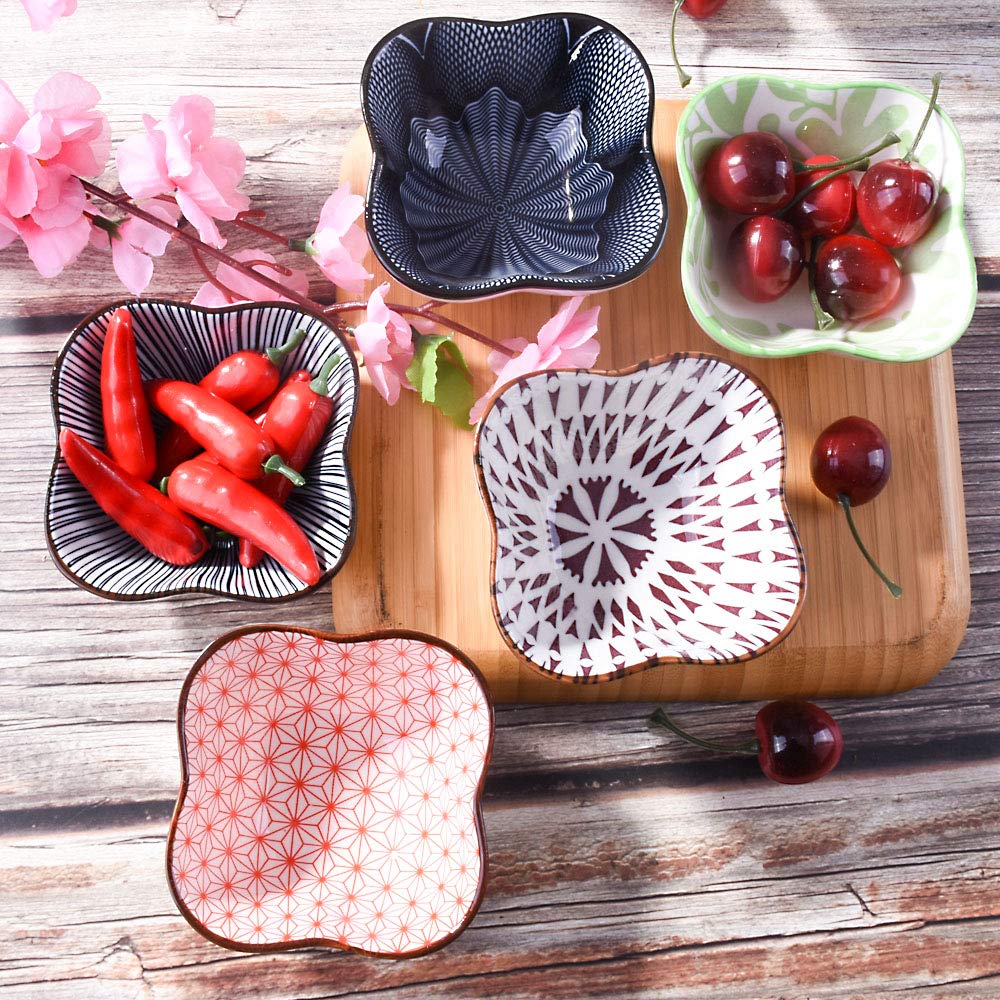 Premium Ceramic Soy Sauce Dishes Set of 5 - Small Dipping Bowls for Sushi, Ketchup, BBQ & Seasoning - Perfect for Asian Cuisine, Restaurants & Home Dining