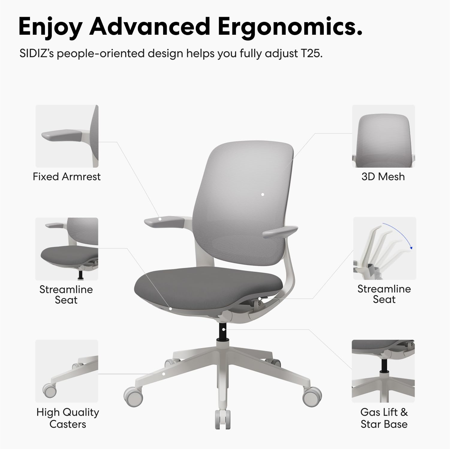 SIDIZ T25 Petite Ergonomic Office Chair for Women 4'9
