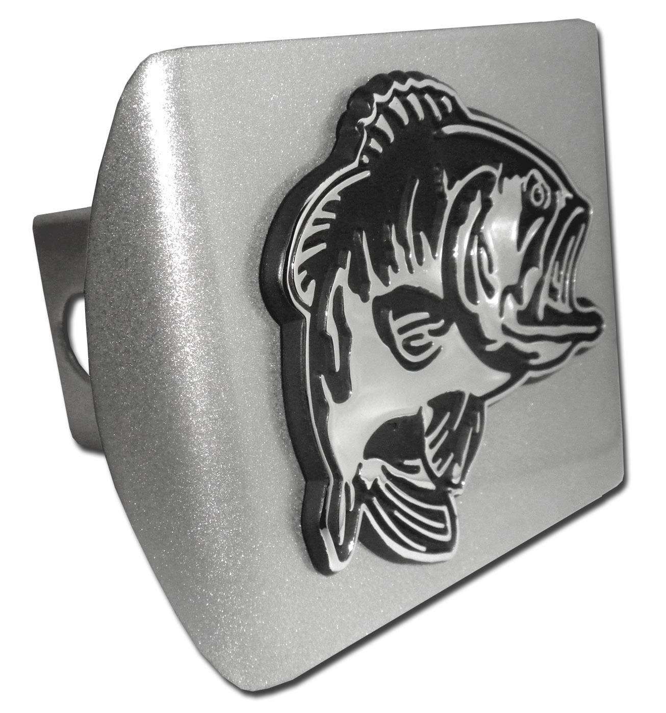 Premium Bass Fish Brushed Metal Hitch Cover - Rustproof Truck Trailer Accessory for Outdoor Enthusiasts | Perfect for Fishing Trips, Camping & Road Adventures