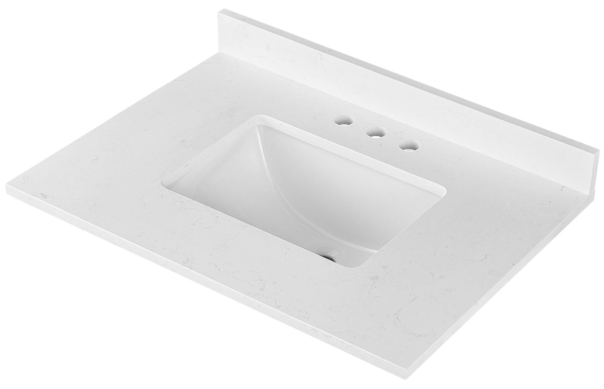 Amalfi 25W x 22D Engineered Marble Bathroom Vanity Top with Rectangular Undermount Sink - Perfect for Modern Bathroom Renovations and Master Suite Upgrades