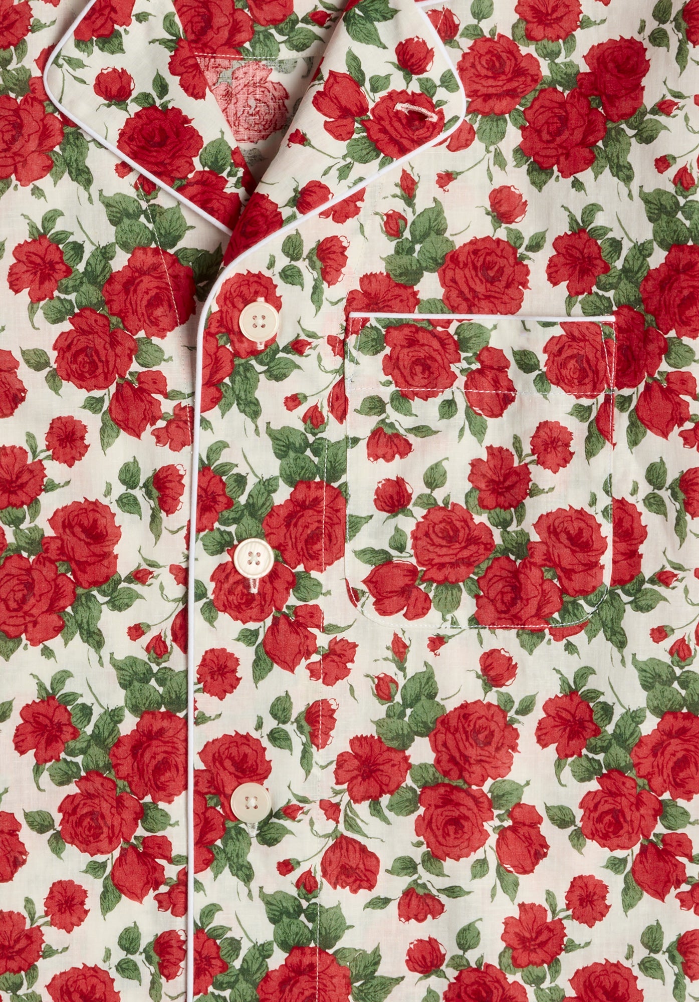 Margaret Linen Pajama Set - Liberty Carline Roses Floral Print Women's Sleepwear | Soft & Breathable Loungewear for Relaxation & Comfortable Sleep
