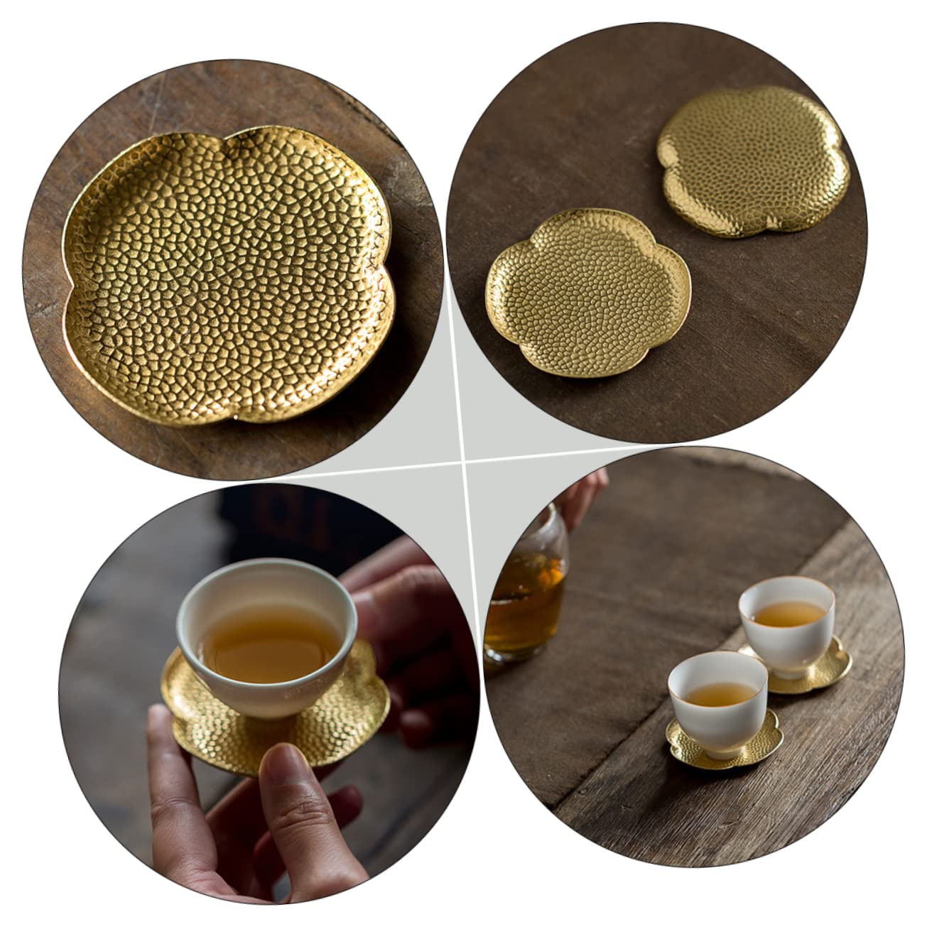 1pc Copper Tea Coaster - Insulated Tea Serving Tray & Teacup Holder - Decorative Household Cup Mat for Hot Beverages - Perfect for Tea Parties, Coffee Tables, and Kitchen Decor