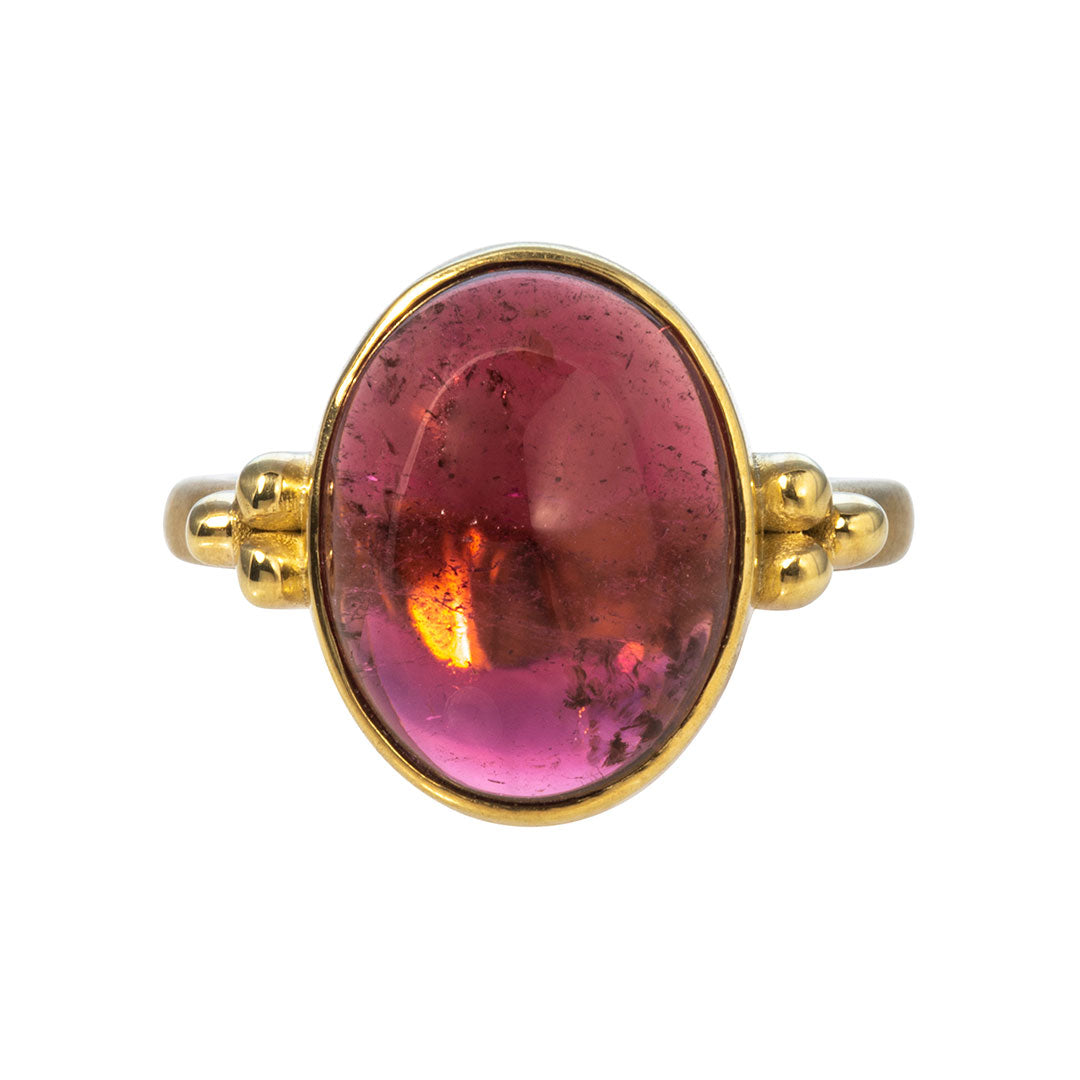 14K Yellow Gold Pink Tourmaline Cabochon Ring for Women - Elegant Jewelry Gift for Birthday, Anniversary & Special Occasions