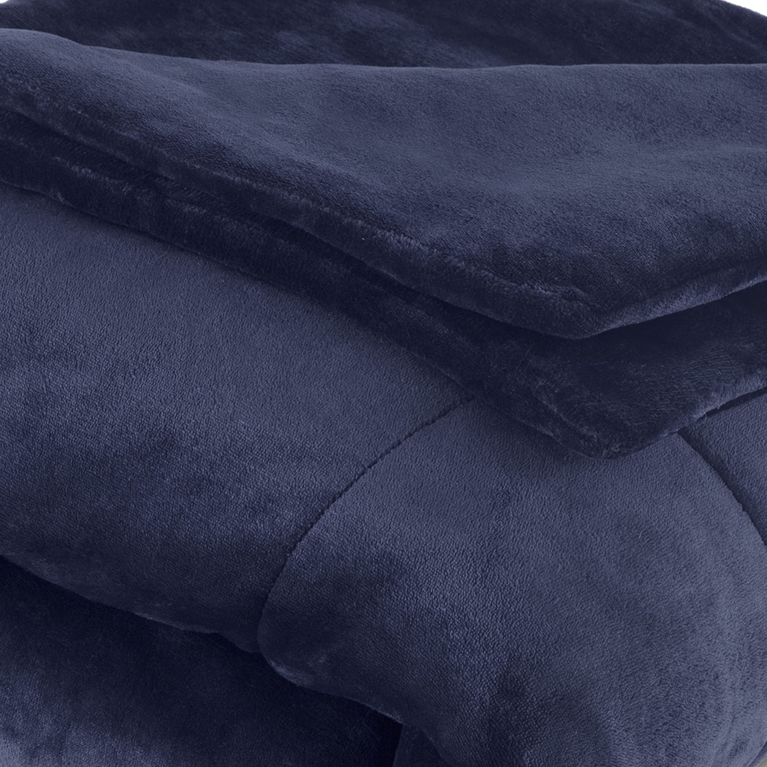 Vellux Queen Plush Lux Warm Blankets - Ultra Soft All Season Lightweight Quilted Blanket for Full/Queen Size - Luxury Hotel Style Box Stitched Comforter (Queen, Navy) - Perfect for Bedroom, Living Room & Guest Room Coziness