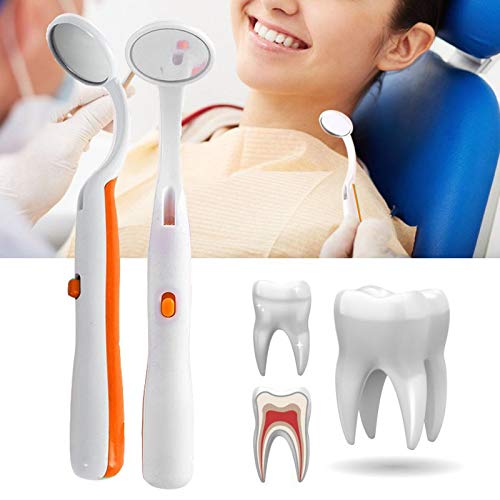 2 Pack LED Dental Mirror with Light - Anti-Fog Curved Angle Teeth Inspection Tool for Dentists & Oral Care | Perfect for Home Checkups, Professional Exams & Dental Hygiene