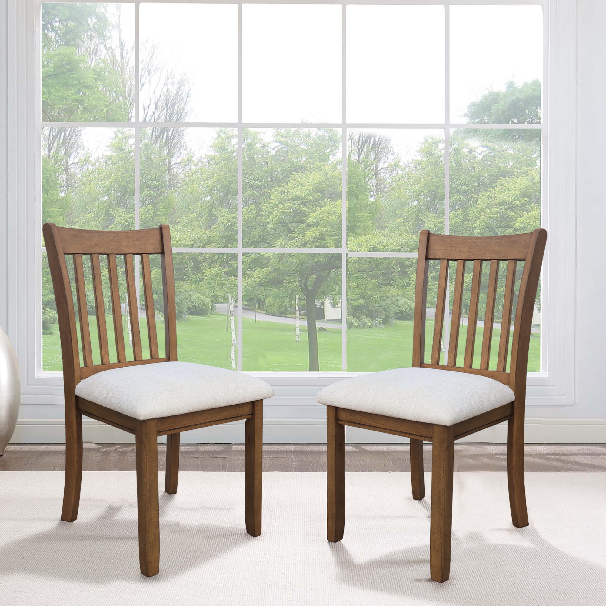 Light Brown Wooden Dining Chairs Set of 2 - Cushioned Seats & Sturdy Back for Kitchen, Breakfast Nook or Dining Room - Comfortable Modern Home Furniture for Family Meals & Entertaining Guests