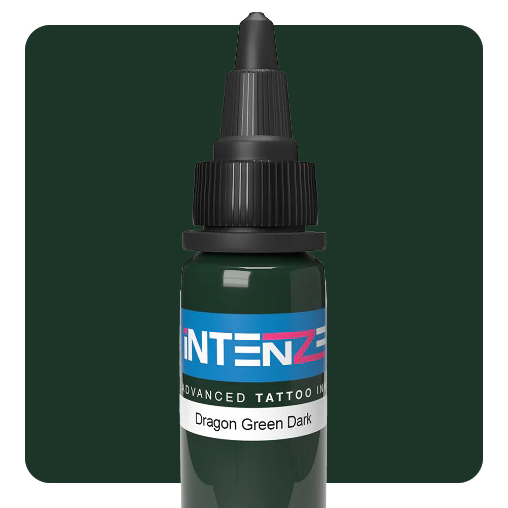 Dragon Green Dark Tattoo Ink by Intenze - 1oz Bottle for Professional Tattoo Artists & Body Art - Perfect for Realism, Sleeves & Custom Designs