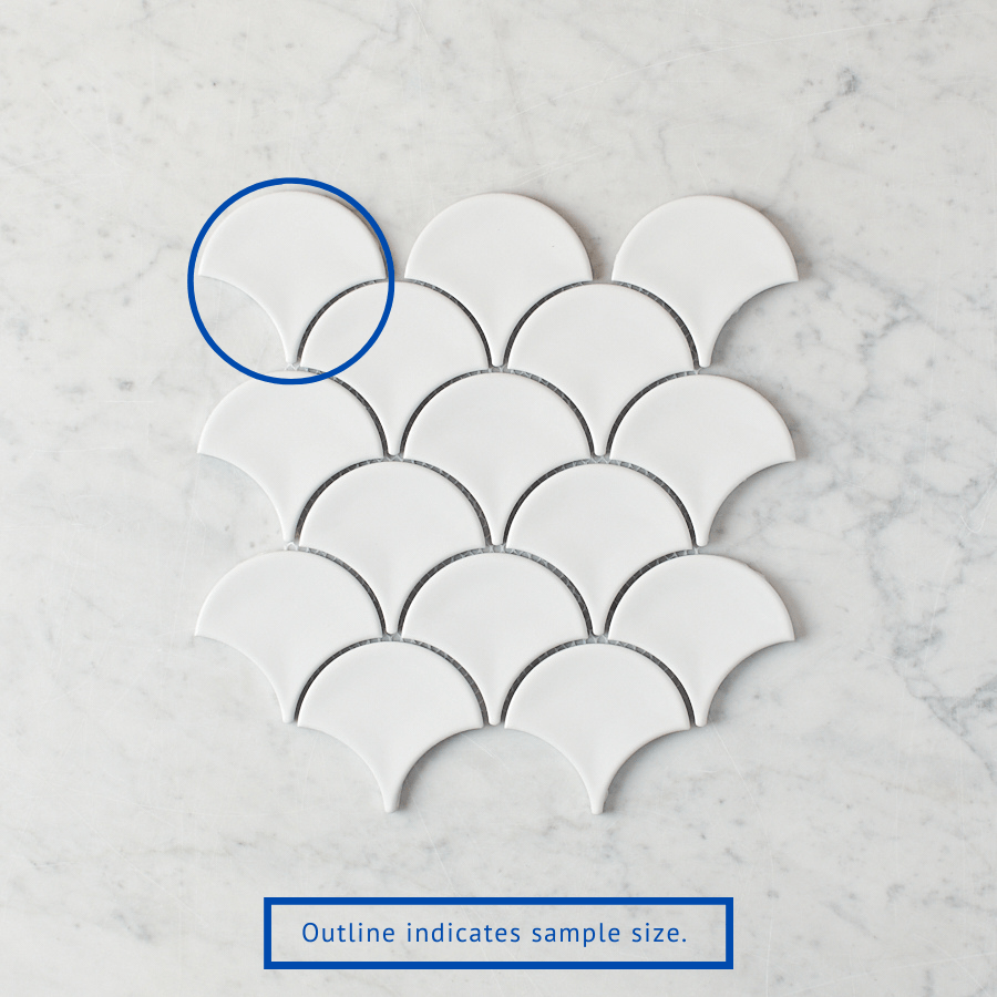 Coral Bay Gloss White Fish Scale Tile Sample - Perfect for Kitchen Backsplash, Bathroom Walls & DIY Home Decor Projects