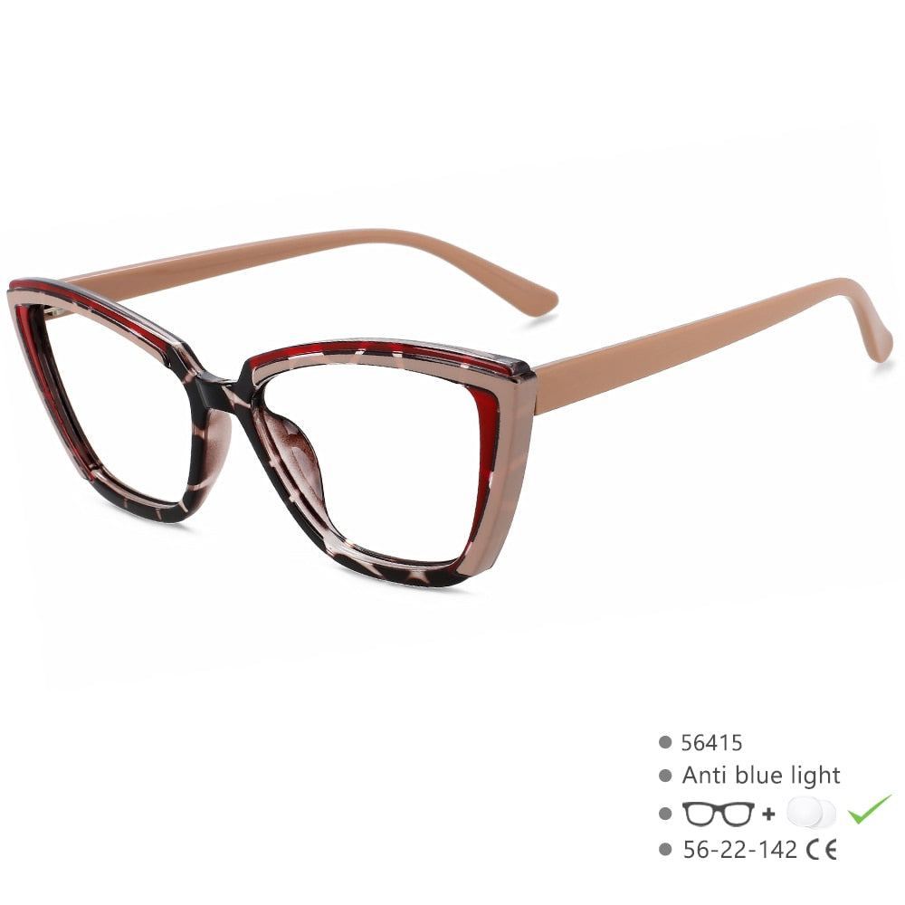 CCspace Women's Full Rim Cat Eye Tr 90 Eyeglasses 56415 - Stylish Retro Frames for Women, Lightweight & Durable, Perfect for Office, Reading & Fashion Accessories