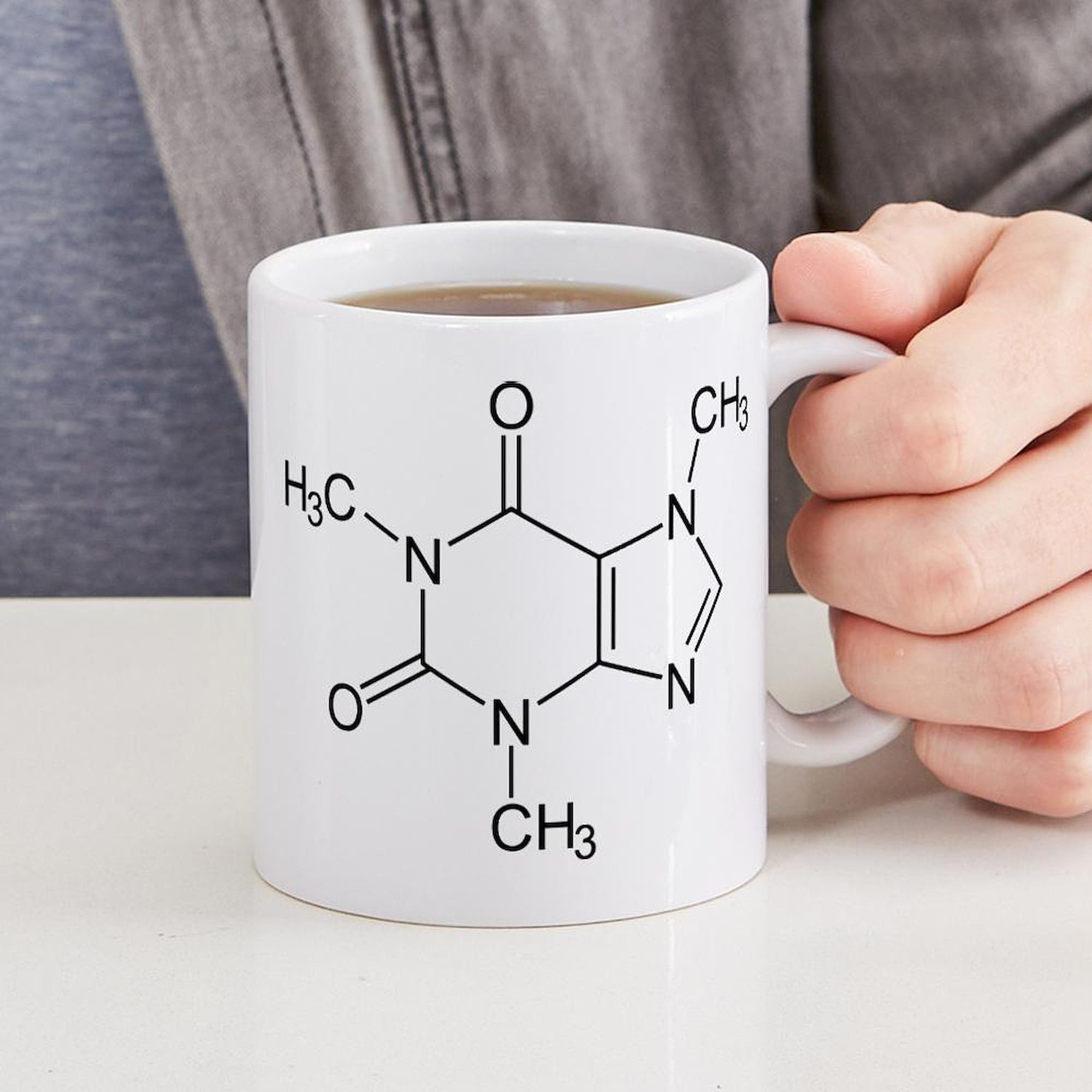 Caffeine Molecule Ceramic Coffee Mug 11 oz (325ml) - Perfect for Coffee Lovers, Science Enthusiasts & Office Use - Great Gift for Chemists & Baristas