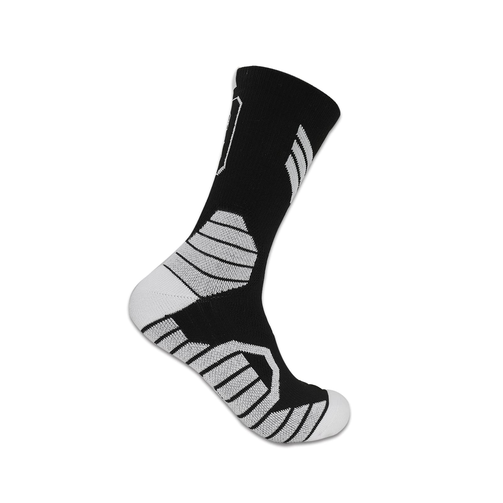 Custom Team Number Crew Socks - Athletic Sports Socks with Player Numbers for Men & Women (Black/White, All Team Numbers) | Perfect for Basketball, Football, Soccer Games & Fan Gifts