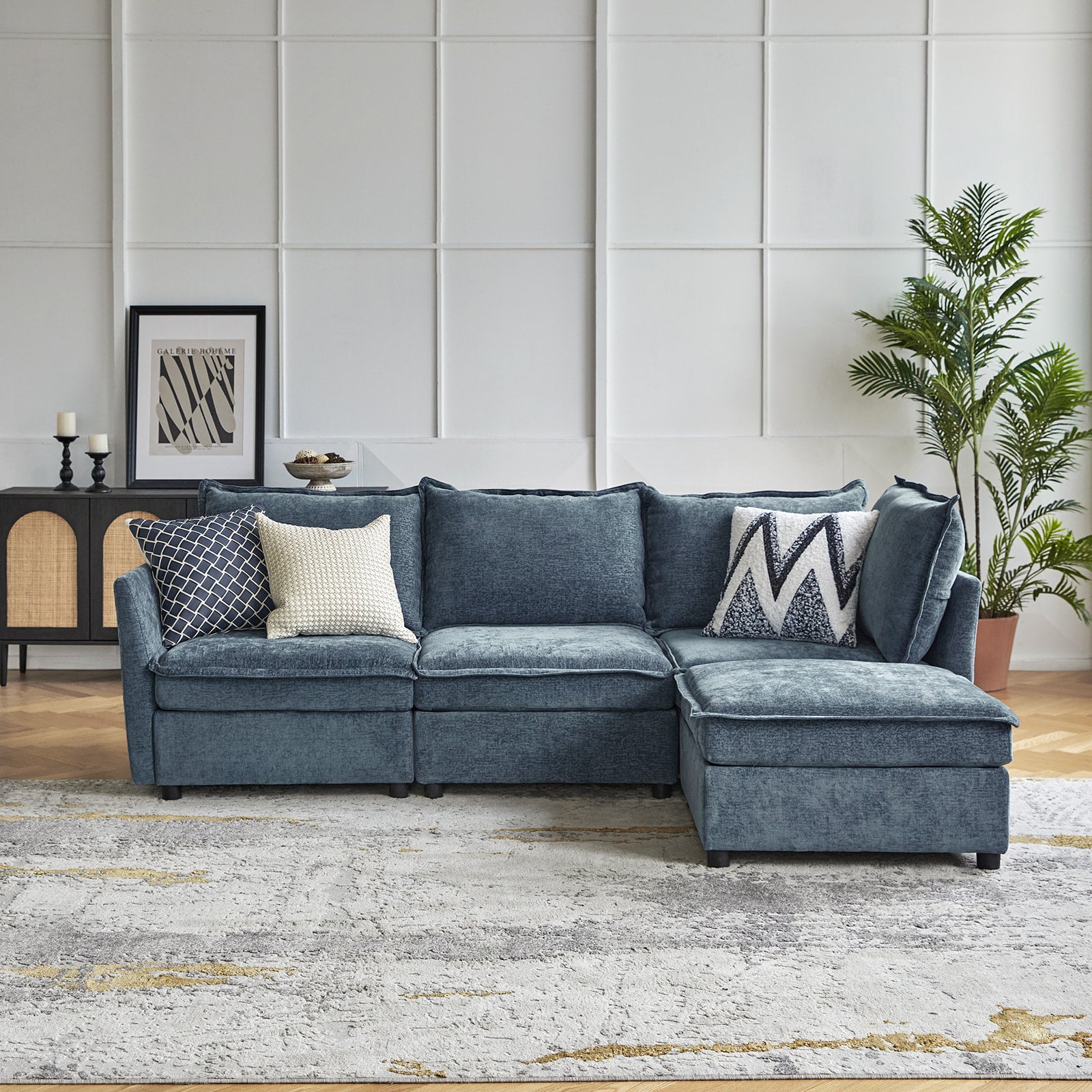 Harmetrix Oversized Soft Sectional Couch with Storage | Modern L-Shaped Sofa Bed with Hidden Compartment | Perfect for Living Room, Family Room & Small Spaces