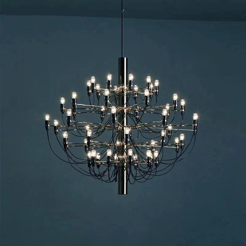 Gino Sarfatti Style LED Pendant Chandelier - Black/Silver/Gold Options | Modern Lighting for Dining Room, Kitchen Island & Living Room Decor