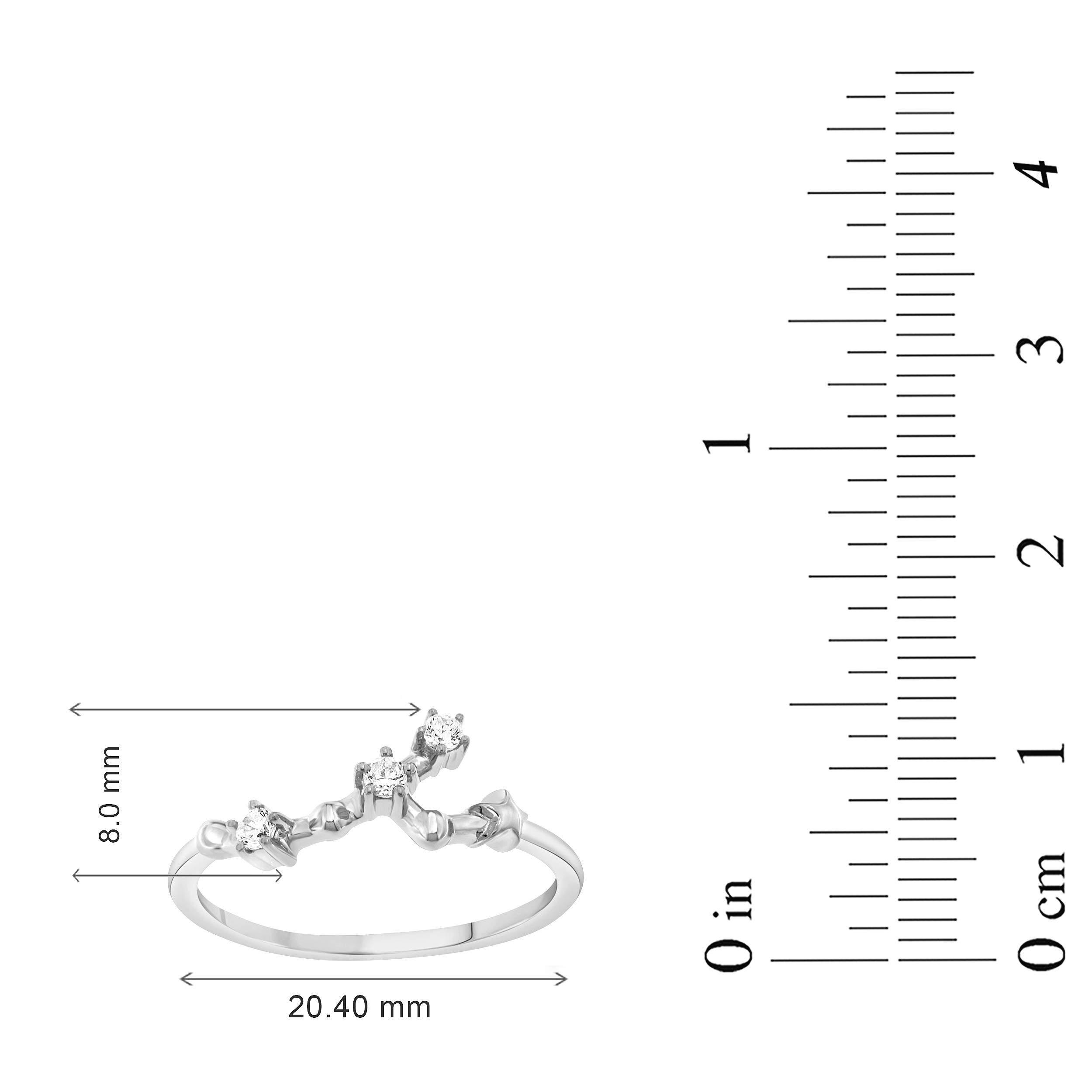 NATALIA DRAKE 1/10 Carat Diamond Celestial Star Zodiac Ring for Women - 925 Sterling Silver, H-I Color, I1-I2 Clarity - Perfect Horoscope Gift for Birthday, Anniversary & Astrology Lovers