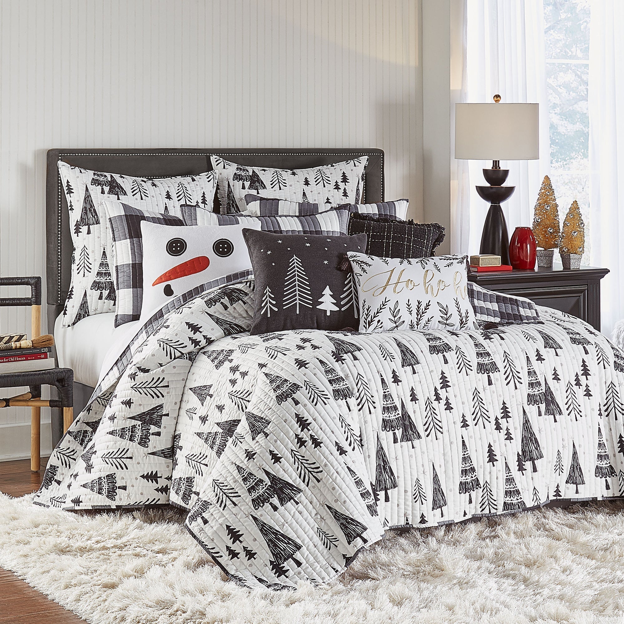 Northern Star Quilt Set - Queen Size Bedding, Soft Microfiber Comforter with Matching Pillow Shams, Cozy Winter Bedroom Decor for Home & Guest Room