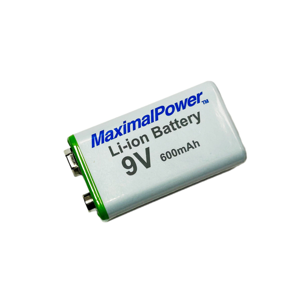 MaximalPower 9V 600mAh Lithium Ion Rechargeable Battery - Long Lasting High Capacity 9 Volt Block Battery for Smoke Detectors, Guitar Pedals & Electronic Devices