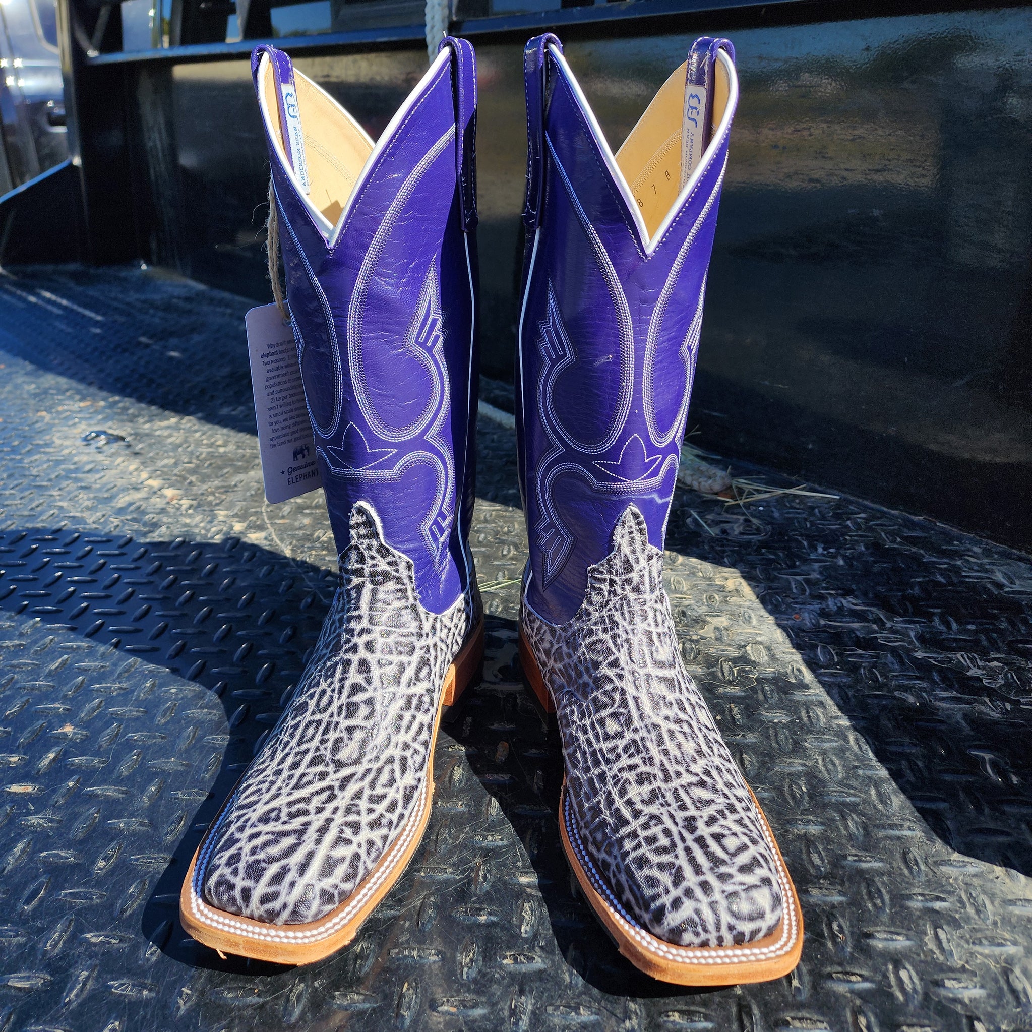 Anderson Bean Women's Black and White Elephant Cowboy Boots - Stylish Western Boots for Country Dancing, Rodeo & Everyday Wear