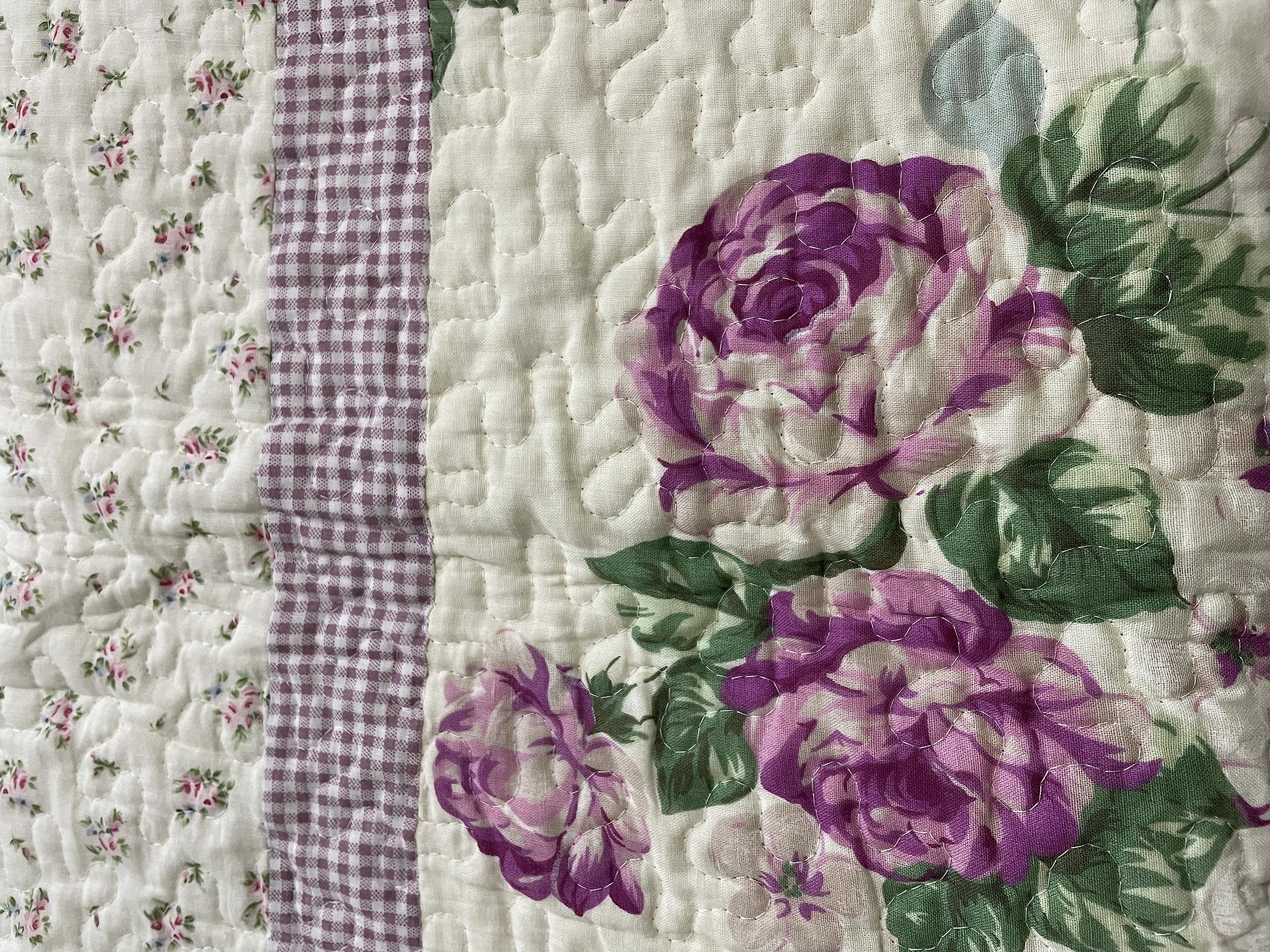 Blancho Bedding Classic Rose 3-Piece Floral Printed Quilt Set - 100% Cotton Quilted Bedspread for Full/Queen Size Bed | Perfect for Master Bedroom, Guest Room & Cozy Farmhouse Decor