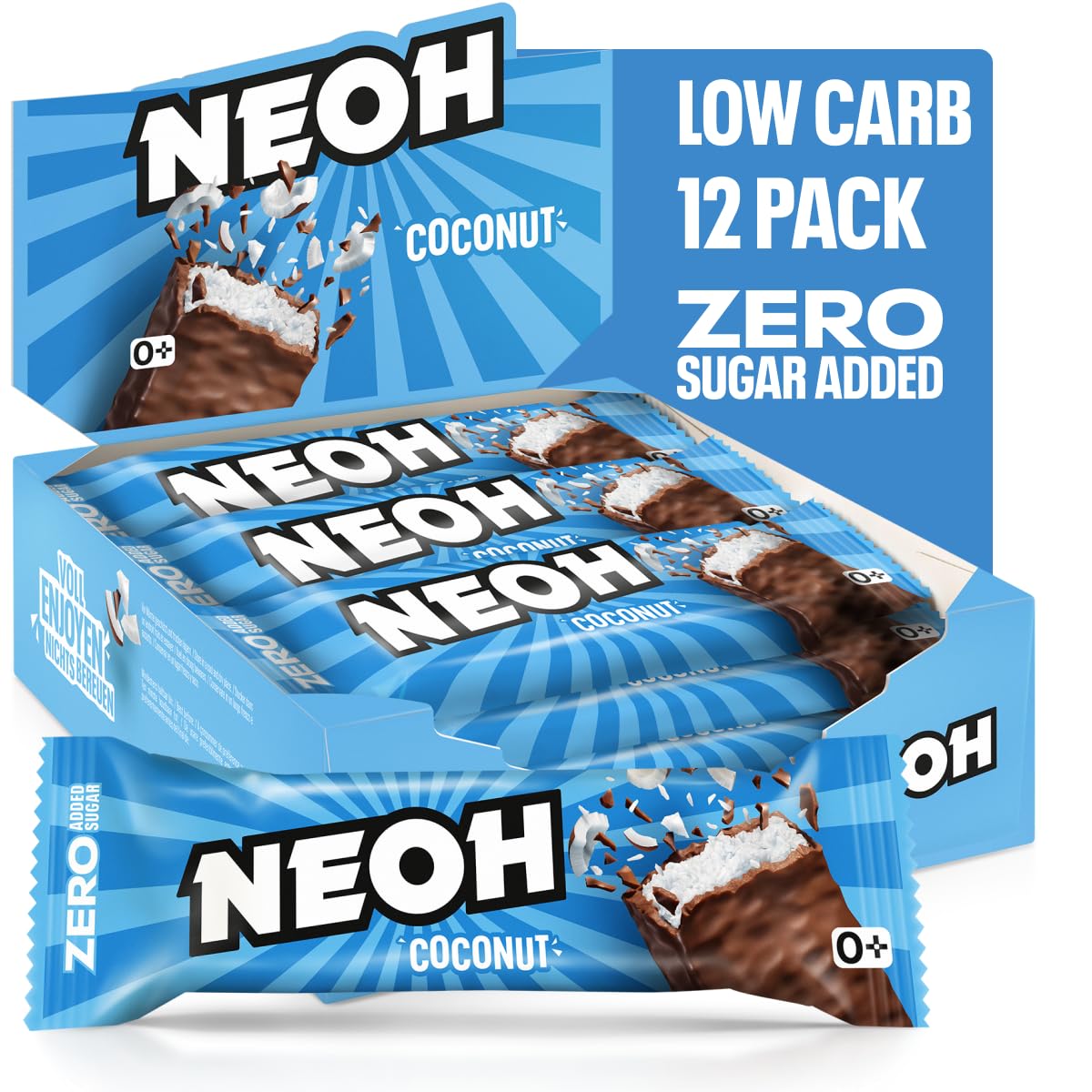 Keto Chocolate Dipped Coconut Bars - Low Carb, Gluten Free, Plant Based Snacks with No Added Sugar | 12 Pack of 1oz Individually Wrapped Bars for Weight Loss, Diabetic Friendly & Healthy On-The-Go Snacking