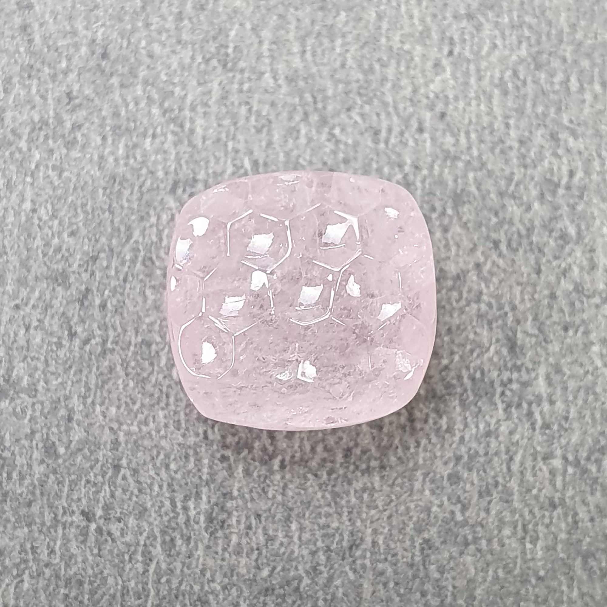 7.00cts Natural Untreated Pink Morganite Gemstone Hand Carved Cushion Shape 11mm - Jewelry Making, Engagement Rings & Healing Crystals (With Video)