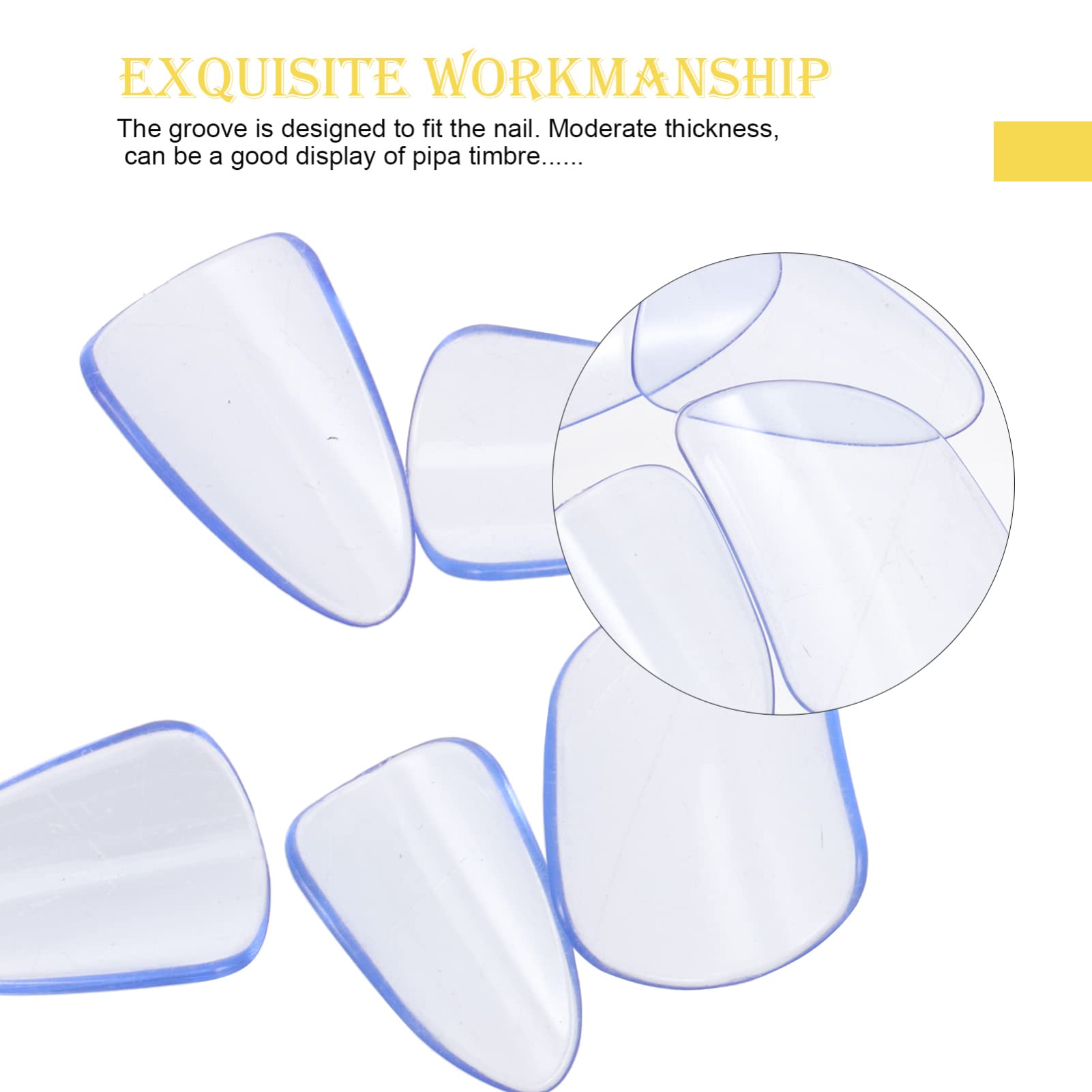 5pcs PC Pipa Nails - Finger Nail Protectors for Guzheng & Pipa Instruments, Thumb Picks for Guitar, Polycarbonate Protective Covers for Adults - Perfect for Traditional Chinese Music Performance & Practice