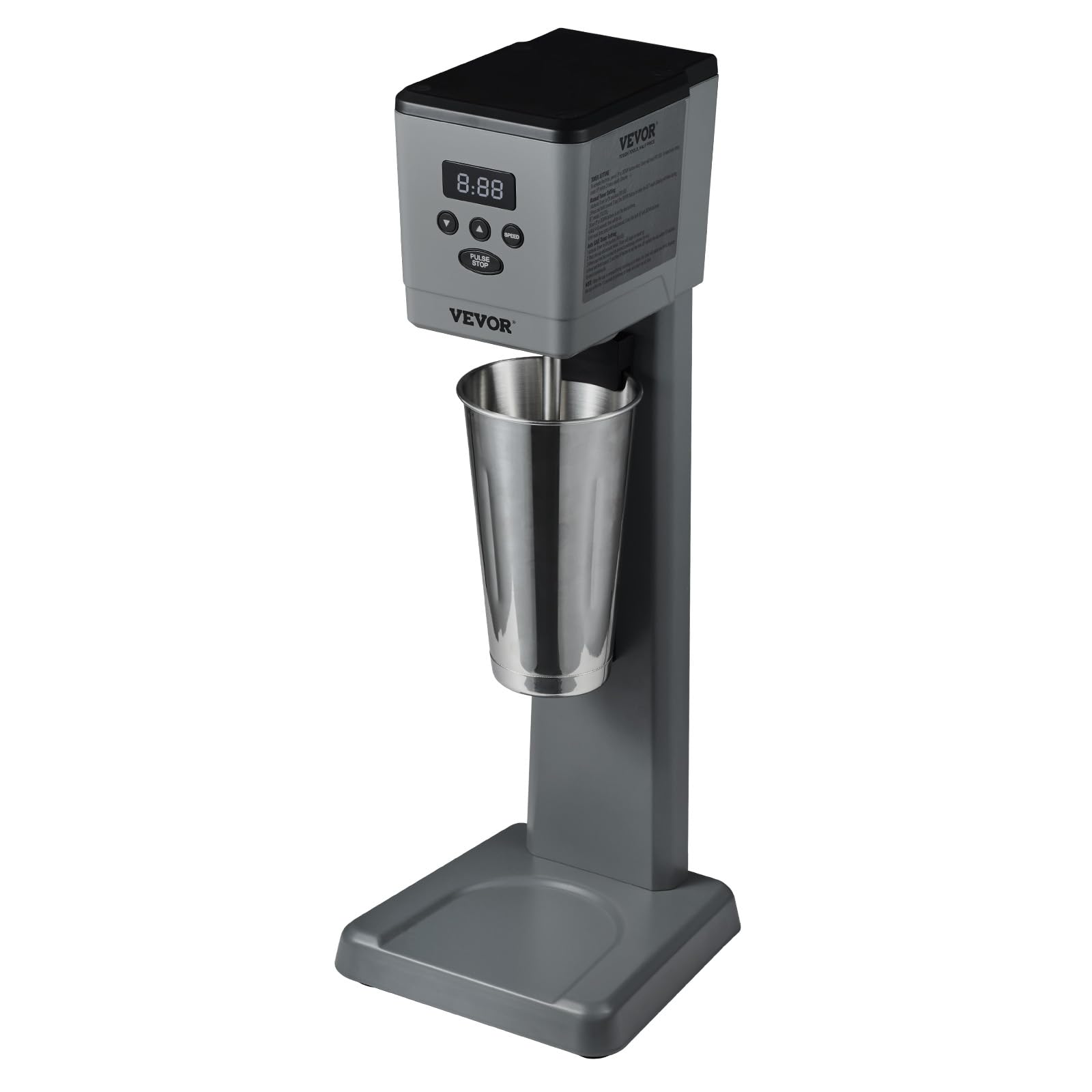 VEVOR 375W Commercial Electric Milkshake Maker Machine - Single Head Drink Mixer Blender with LED Display & 3-Speed Settings, Includes 820ml Stainless Steel Cup - Perfect for Restaurants, Cafes, Ice Cream Shops & Home Use