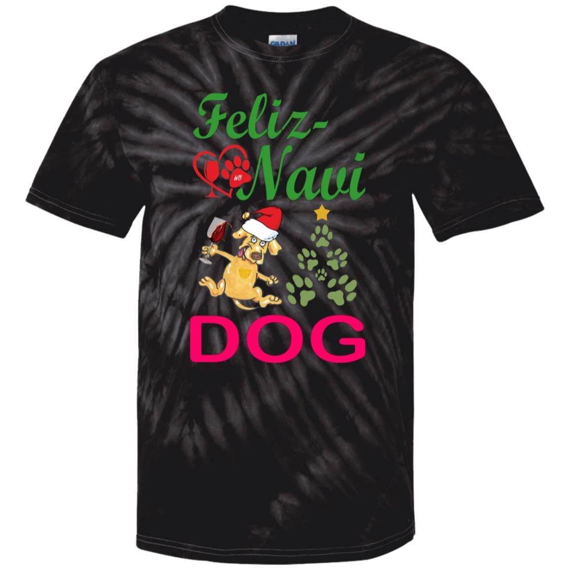 Feliz Navi Dog Tie Dye Youth T-Shirt | Christmas Holiday Graphic Tee for Dogs & Pet Lovers | Perfect for Xmas Parties, Pet Photos & Festive Gifts