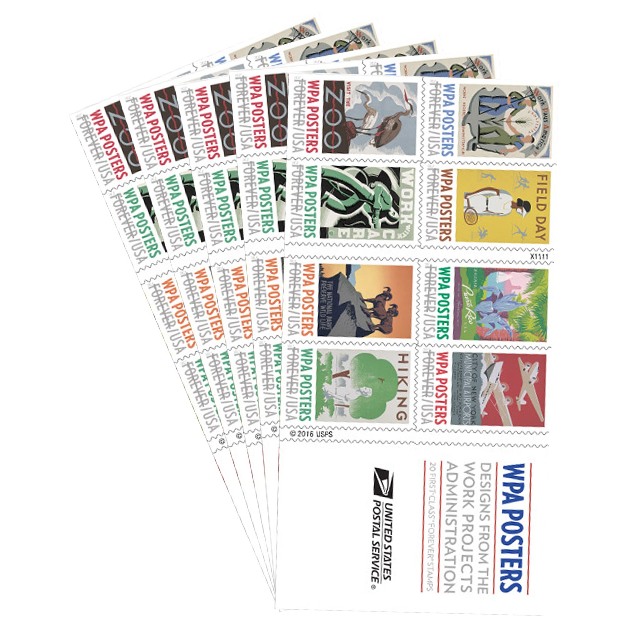 WPA Posters Book - 20 Forever USPS Postage Stamps Collection (5 Books of 20 Stamps) - Perfect for Collectors, Philatelists & Vintage Art Enthusiasts