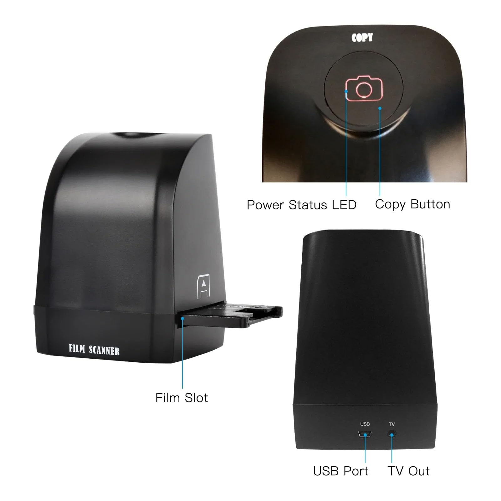 35mm & 135mm Film Scanner - 8MP Portable CMOS Negative & Slide Film Converter with Image Preview, Playback & Editing - Perfect for Digitizing Old Photos, Film Negatives & Slides at Home or Studio