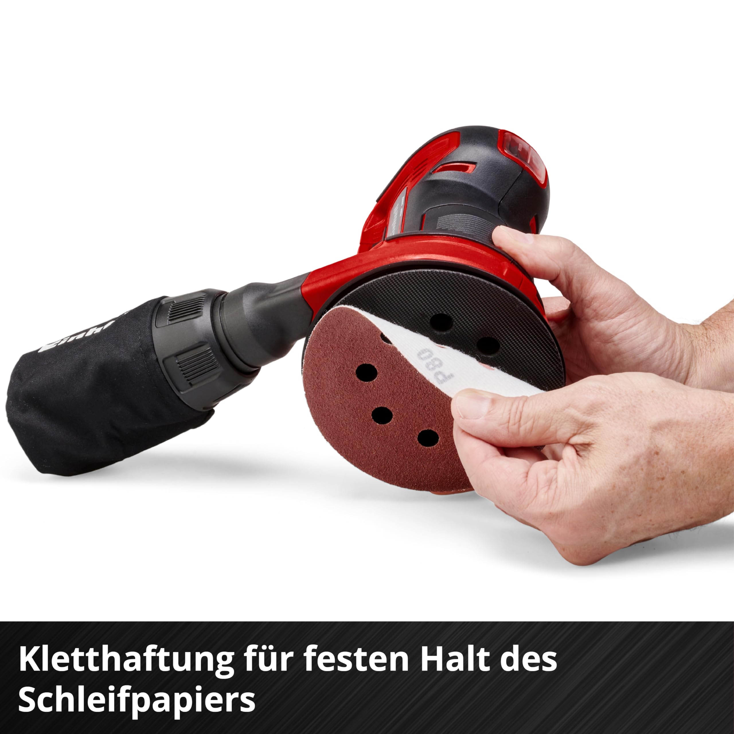 Einhell TE-RS 18 Li-Solo Power X-Change Cordless Random Orbit Sander - 18V Lithium-Ion Battery (Not Included) with Speed Control & Micro Hook-and-Loop Fastening - Includes 1x P80 Sandpaper - Perfect for Woodworking, DIY Projects & Surface Preparation