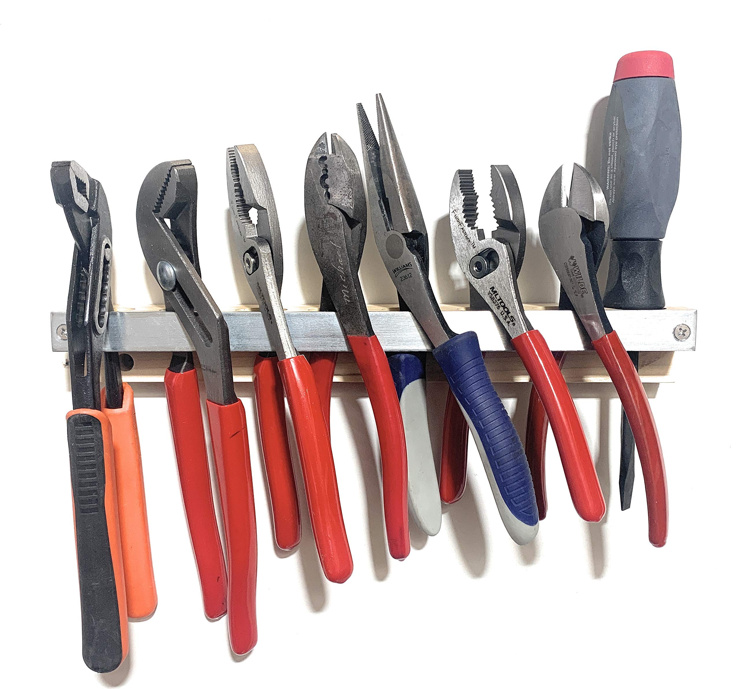 8-Piece Solid Poplar Hardwood & Metal Siding Tool Organizer Set - Pliers, Cutters, Screwdriver Wall Mount Storage | Made in USA | Perfect for Garage, Workshop & DIY Projects