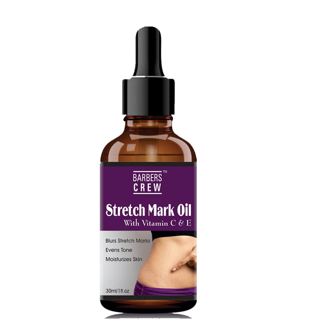 Barbers Crew Natural Stretch Oil - 7 in 1 Bio Elasticity Belly Oil (30ml) | Clinically Proven, Toxin-Free & Mineral-Oil-Free Formula for Pregnancy & Postpartum Care | Perfect for Massage, Skin Hydration & Stretch Mark Prevention