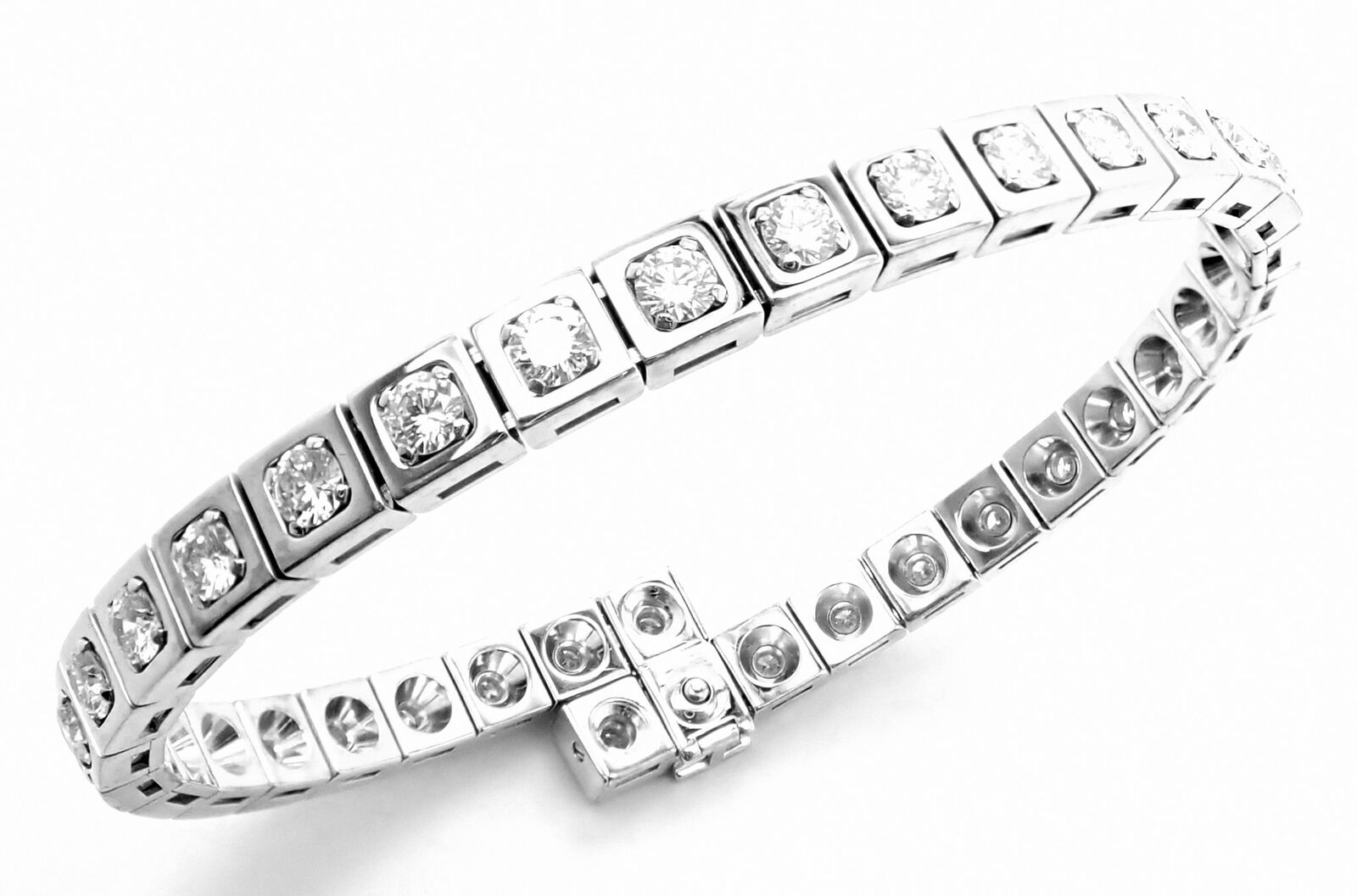 Authentic Cartier Tectonique 18K White Gold Diamond Tennis Bracelet - Luxury Jewelry for Women, Elegant Gift for Anniversary & Special Occasions