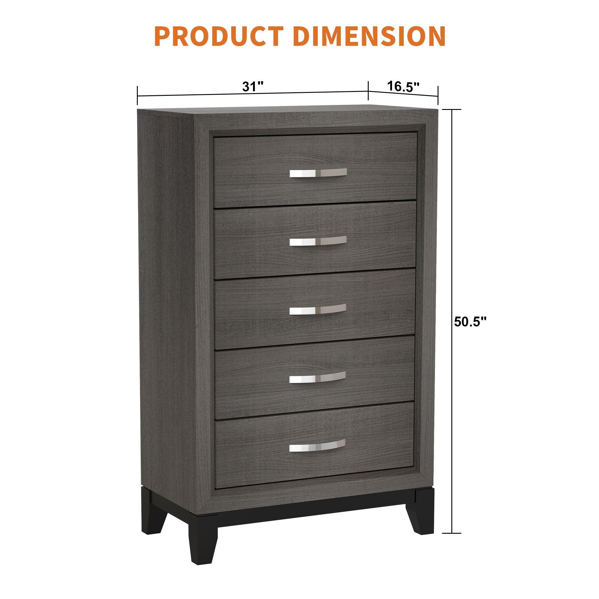 Modern 31-Inch 5-Drawer Chest for Bedroom & Living Room - Stylish Storage Solution for Clothes, Blankets, and Home Organization