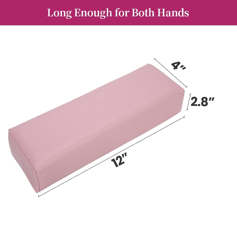Premium Pebbled Grain Leather Nail Tech Hand Rest - Ergonomic Arm Cushion for Acrylic Nails, Manicures & Salon Professionals - Durable Nail Pillow for Home & Professional Use (Pink) - Perfect for Gel Extensions, Nail Art & Spa Treatments