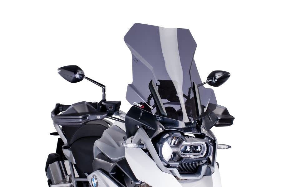 Puig 6486F Dark Smoke Motorcycle Windshield - Universal Fit for Touring Bikes, Reduces Wind Noise & Fatigue (Perfect for Long Rides & Highway Cruising)