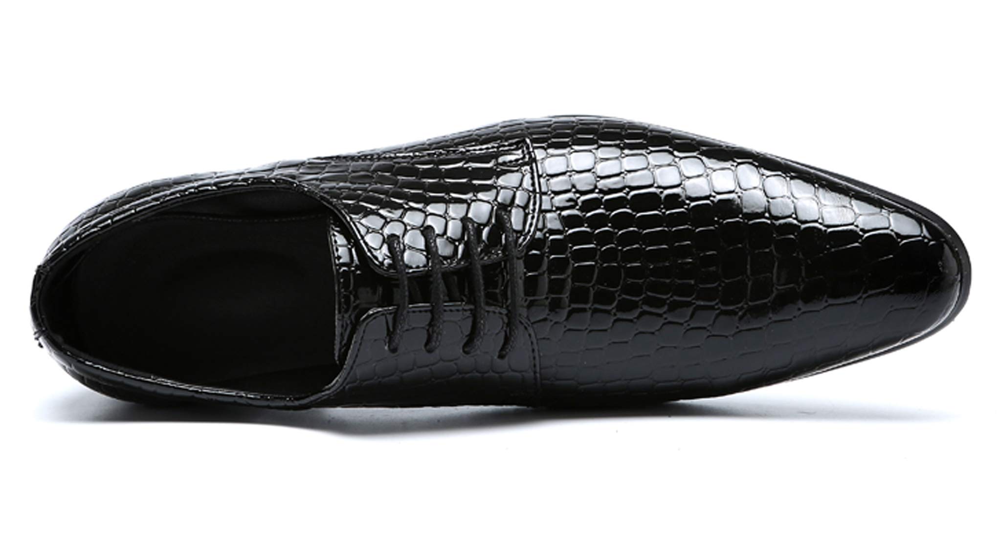 Premium Men's Oxford Dress Shoes - Genuine Alligator Patent Leather for Weddings, Prom & Formal Events - Comfortable & Stylish for Business & Casual Wear