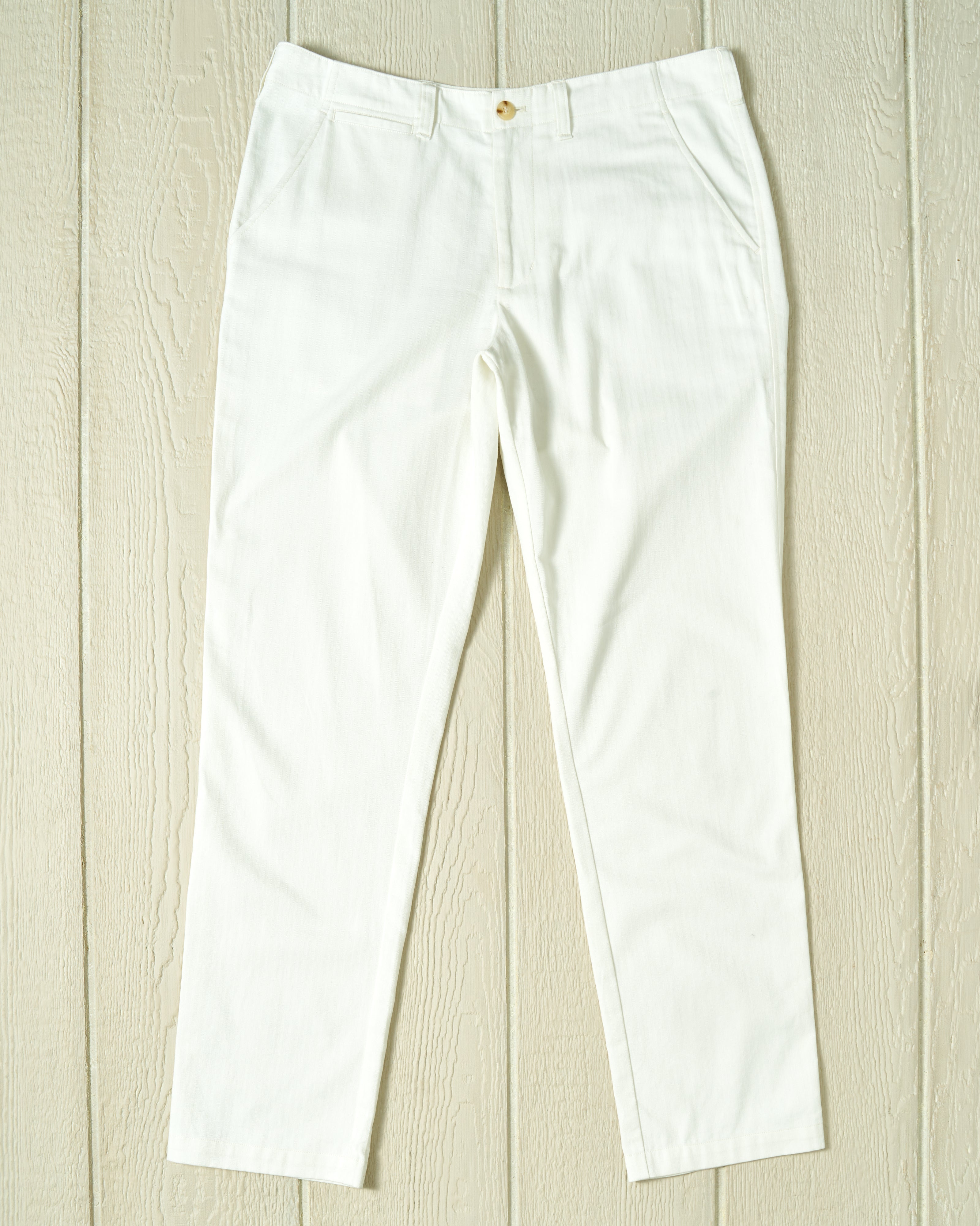 Camden Pant in White Herringbone Twill - Women's Classic Trousers for Office & Business Casual Wear | Comfortable Stretch Work Pants